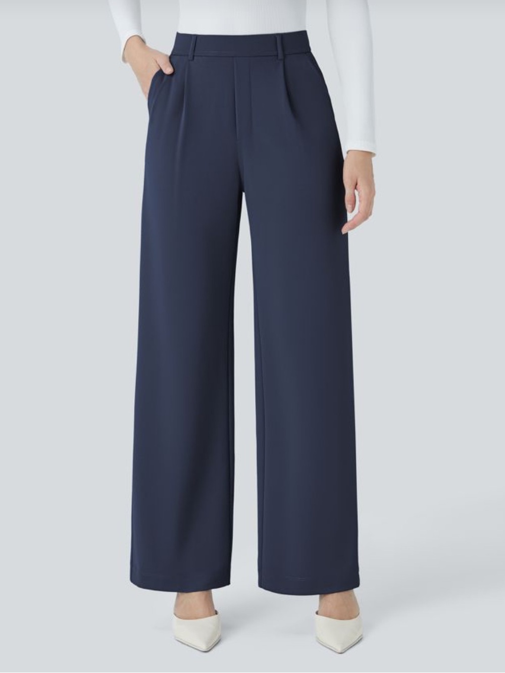 HALARA Wide-Leg Flex High-Waisted Pants in Mood Indigo